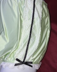 NIP M L Can Can Granny Panty Silky Nylon Satin Lace Brief Sissy Vintage styl