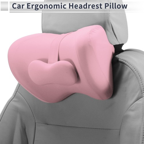 Car Headrest Pillow Car Seat Headrest Milk Silk Fabric/Memory Foam Pink 1 Set