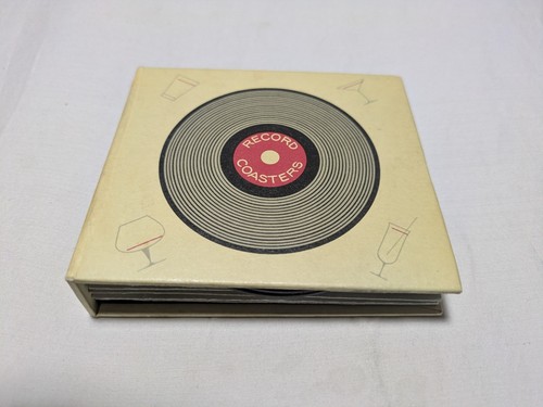 Vintage Record Coasters Set Made in Japan Vinyl Album Barware w Box