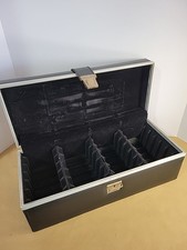 Vintage 8 Track Carrying Case Holds 24 Black With Handle Briefcase Style