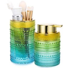 Bathroom Accessories Set, 2 Pcs Gradient Color Glass Bathroom Accessory Sets ...