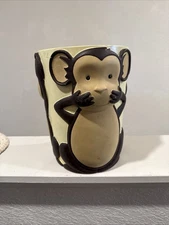 VTG Monkey Garbage Can See Hear Speak No Evil Bed Bath & Beyond Trash Can
