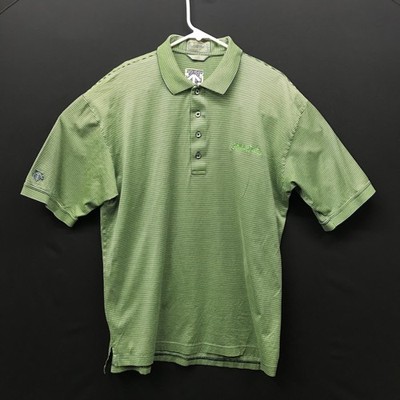 Descente Polo Shirt Mens Sz L 65/2 Double Mercerized Egyptian Cotton Embroidered