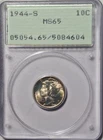 1944-S Mercury Dime PCGS MS 65 Old Green Rattler Holder