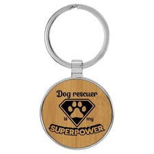 Enthoozies Dog Rescuer is my Superpower Laser Engraved Leatherette Keychain