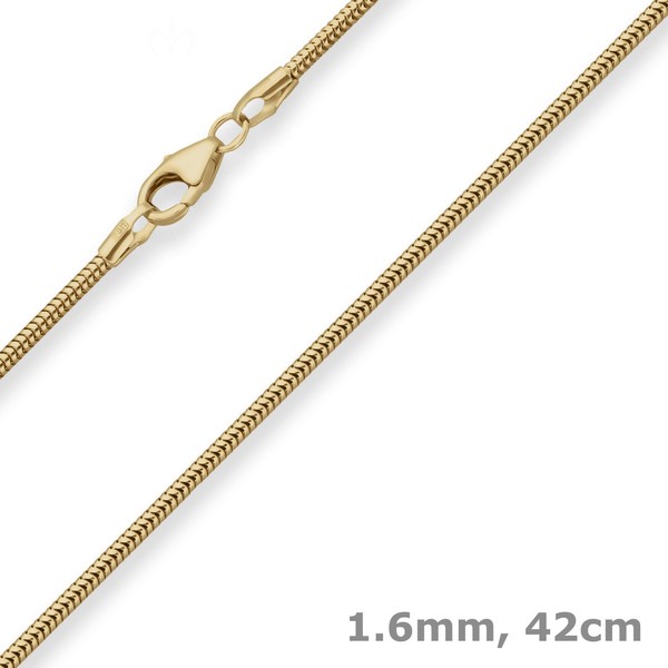 1,6Mm Schlangenkette Goldkette Collier Halskette Aus 585 Gold Gelbgold 42Cm-image