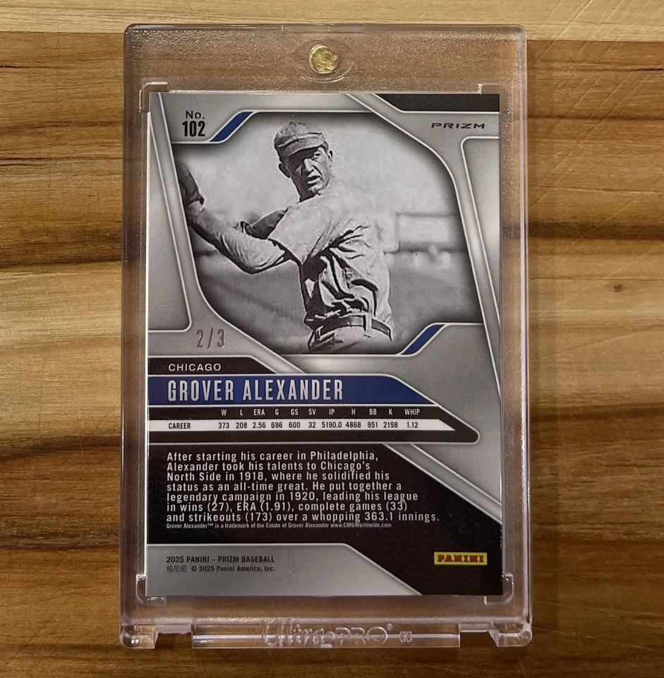 2025 Panini Prizm Baseball Grover Alexander FOTL Black Gold Shimmer /3 HOF - Image 2 of 2