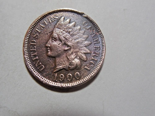 1900 Indian Head Cent in about XF condition. Slight bend. But you decide!!!!!!!