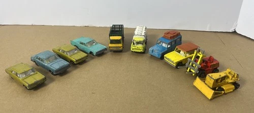 Vintage Matchbox Series 1 - 75 Lot Of 10 Mixed Diecast Cars Tanker Fork Lift