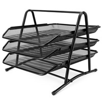 3-Stufige Mesh Ablage Schwarz Briefablage A4 - Dokumentenablage Metall Ablage
