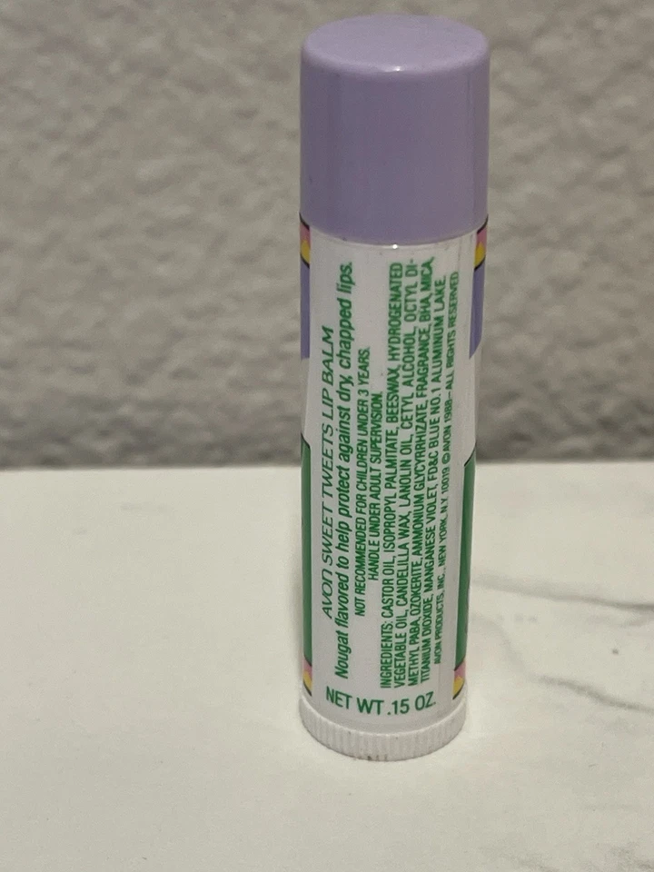 De colección Avon NOS 1988 Sweet Tweets Bálsamo Labial-Lavanda Turrón Sabor Foto 3 de 4