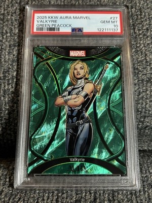 VALKYRIE PSA 10 KAKAWOW AURA 2025 MARVEL AURA GREEN PEACOCK  /25