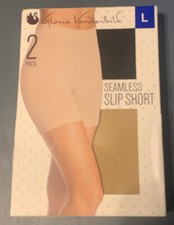 2 pack Womens Gloria Vanderbilt Seamless Slipshort Nude Black Size L