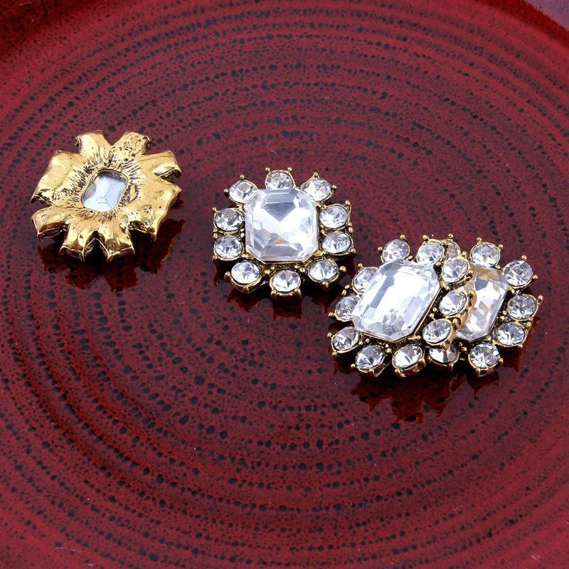 20pcs Metal Rhinestone Buttons Bling Alloy Crystal Flatback Buttons - Image 3 of 4