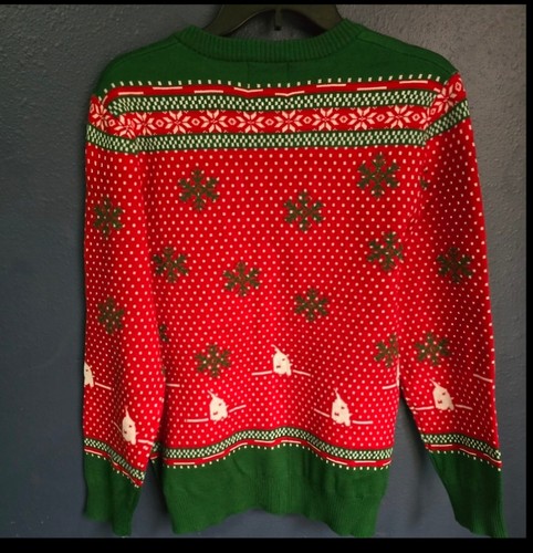 Maglione cardigan uomo Elfo brutto Natale nuovo con etichette OMG BABBO NATALE I KNOW HIM S,M,L - Foto 3 di 7