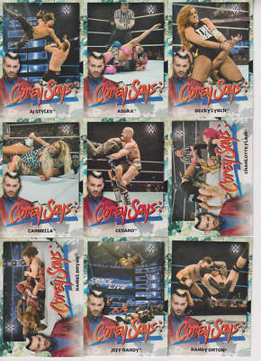 2019 Topps WWE Smack Down Corey Says Complete Set (19) Asuka, AJ