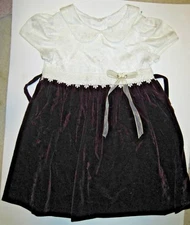 Brooke Lindsay Dress Burgundy Velvet with Ivory Damask Bodice Lace Collar SS 6