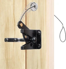 Self-Locking Gate Latch with Stainless Steel Spring Cable Pull Fit for Wood/Viny
