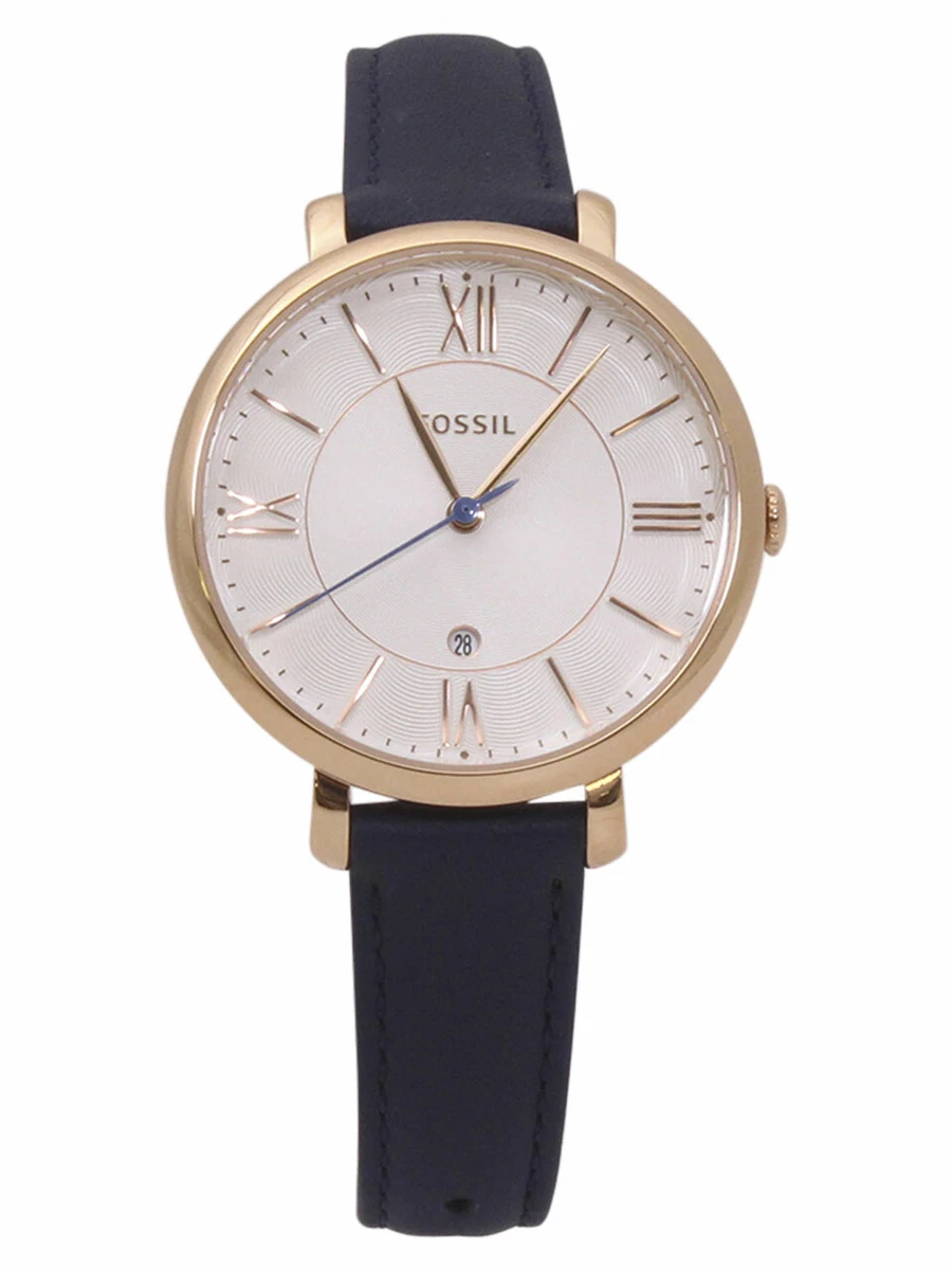 Fossil Watch Jacqueline ES3843 Rose Gold Stainless Steel Analog Leather Strap
