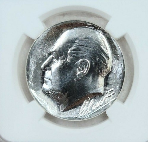 1982 NORWAY SILVER 100 KRONER S100K OLAV V SILVER JUBILEE NGC MS 69 TOP POP 1 - Picture 3 of 5