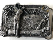 The Great Sport of GOLF 1983 3D Belt Buckle Vintage Bergamot Brass Works USA
