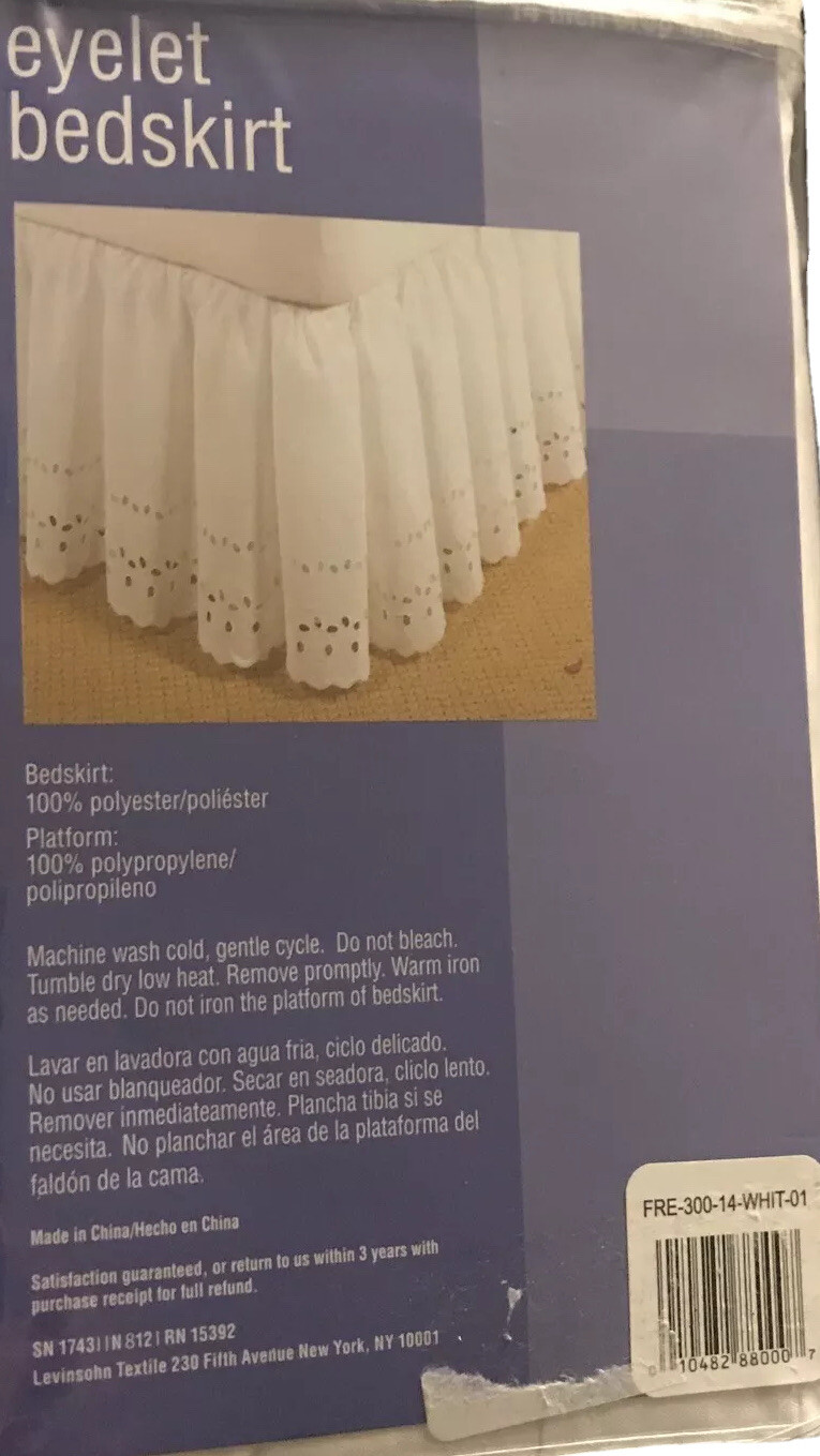 Fresh Ideas Bedding Eyelet Bedskirt White Ruffled Classic 14” Drop