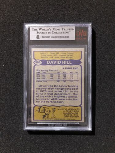 1979 Topps Football DAVID HILL #509 BVG/BGS GRADED 9 - MINT B - Picture 2 of 2