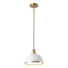 Globe Electric Beckett 1-Light Matte White Pendant Light with Metal Shade