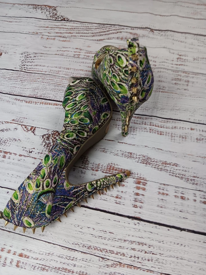Shi by Journey Shoes Women's 8 Lavender Green Peacock Pumps Heel - Image 2 of 4