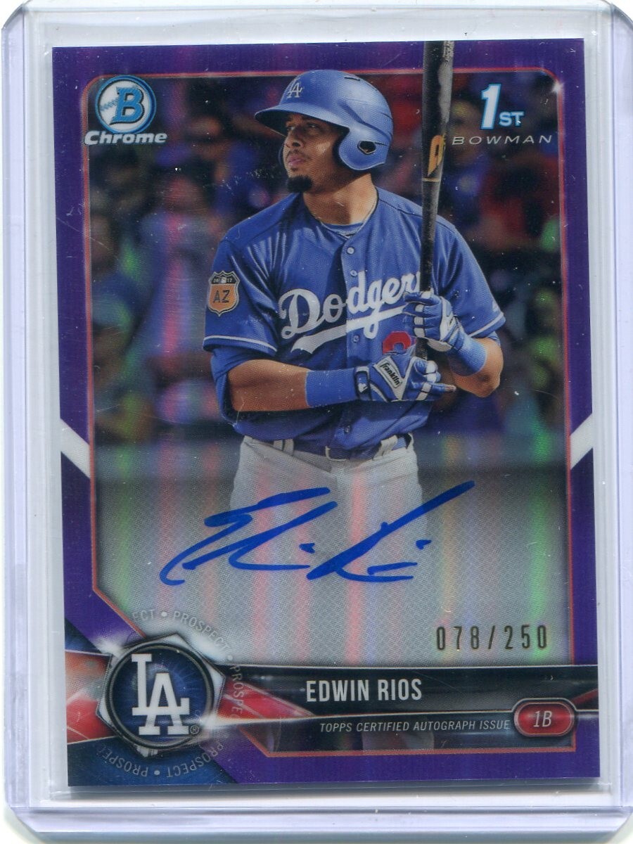 2018 Bowman Chrome Edwin Rios Purple Refractor Auto Autograph #78/250 - Dodgers!