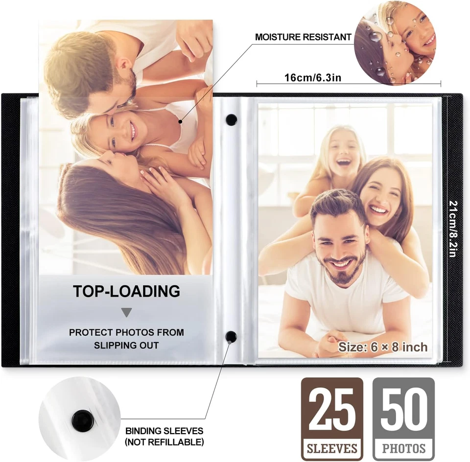 Álbum de fotos 6X8, capa dura de linho deslizamento sem ácido em capas de álbuns de fotos H - Imagem 4 de 4