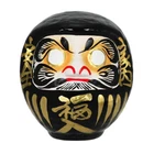 Black Daruma Doll 5.75"H Good Luck, No Evil, Good Health, Made in Japan/S7135