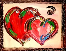 Oil Painting  HEARTS SIGNED  Original on canvas IMPRESSIONIST