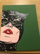 Quadro DIPINTO A MANO moderno Pittura Tela acrilico Cat Woman @fumetti cartoon
