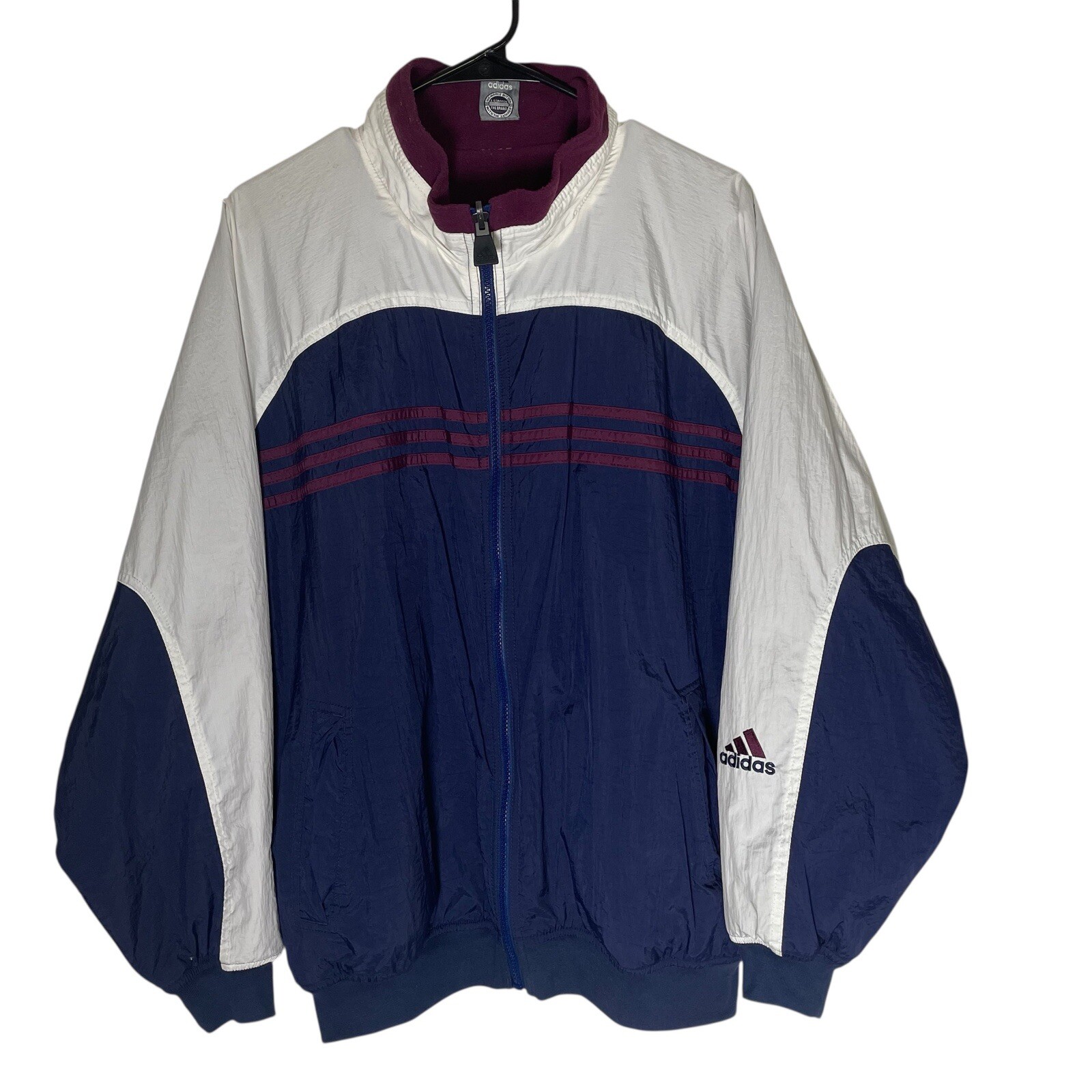 Vintage 90s Adidas Reversible Fleece Windbreaker Jacket Mens Large Y2K Rare
