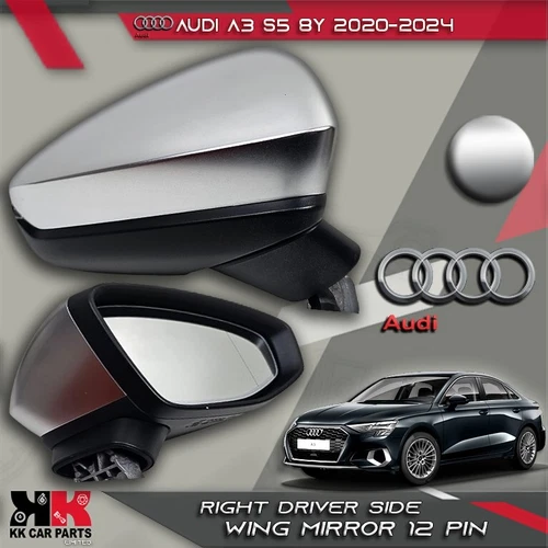 AUDI A3 S3 8Y 2020-2024 RIGHT DRIVER WING MIRROR CHROME POWER FOLD A046729 12PIN