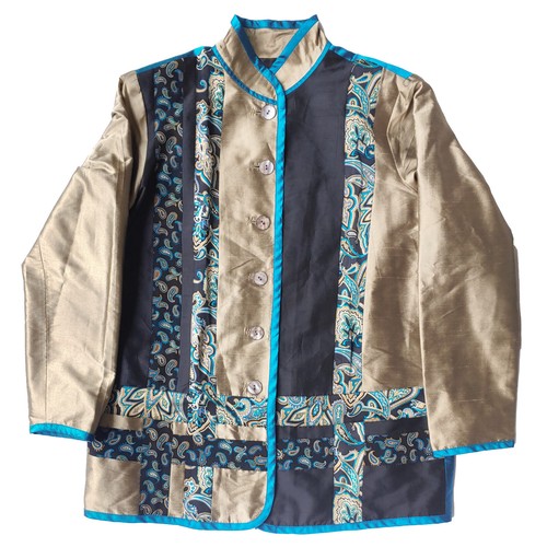 Patchwork Silk Brocade Jacket Boho Vtg 90s Sgt Pepper Jacket Asian Floral Coat - Picture 11 of 11