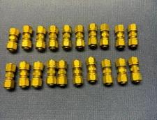 Lot of 20 - Parker Compression Union Fittings - 1/4" Tube X 1/4" Tube Connector