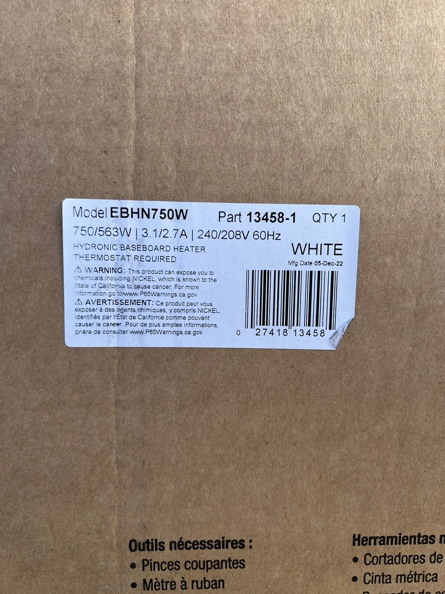 Hydronic Electric Baseboard Heater EBHN750 W White Brand New 27418134585 |  eBay