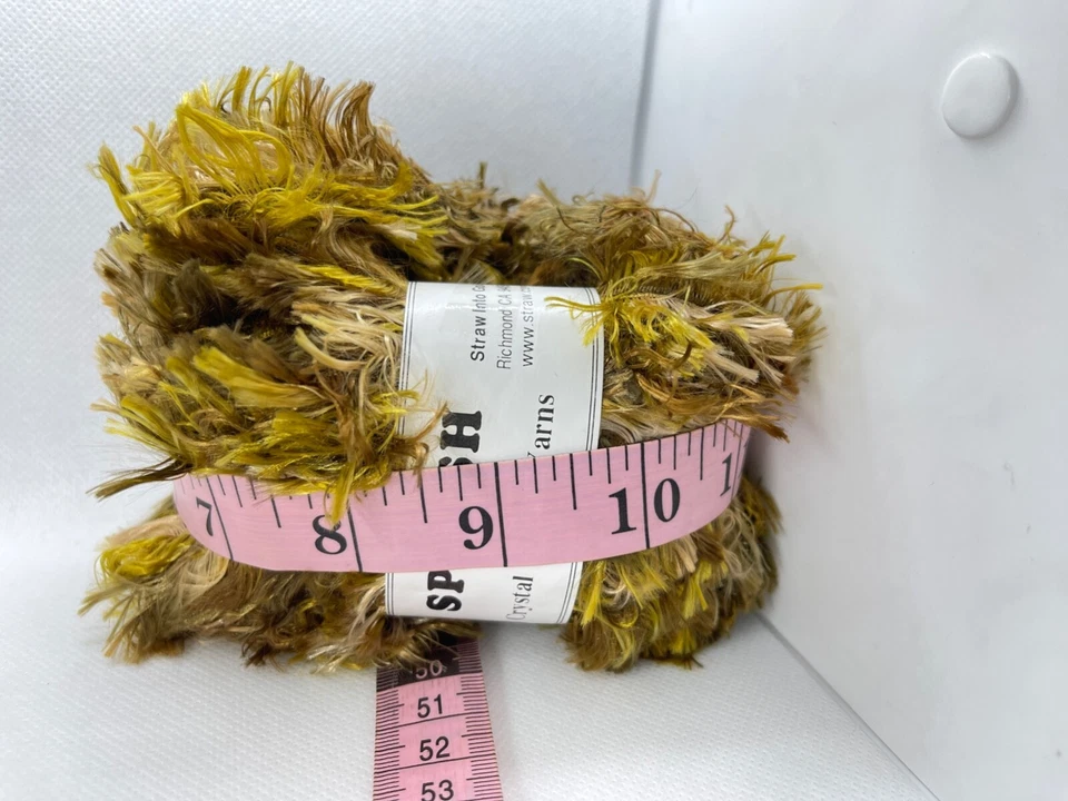 Crystal Palace Splash 9149 Wood Grain Brown Gold Feather Boa Short Eyelash Yarn - Image 2 of 4