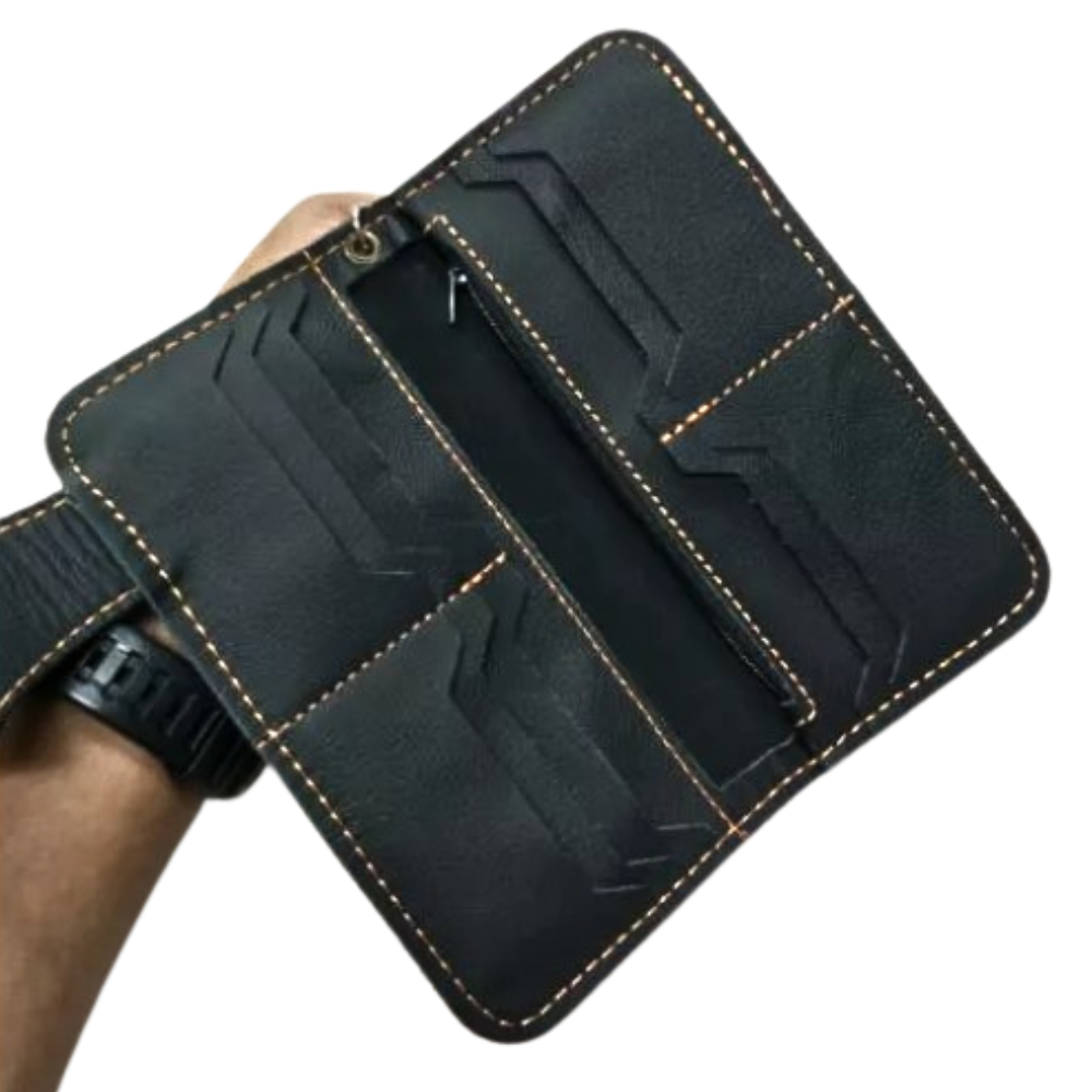 小物 kc's leather bikers long wallet Brown Leather Biker's Long Wallet, Handmade Brown Leather