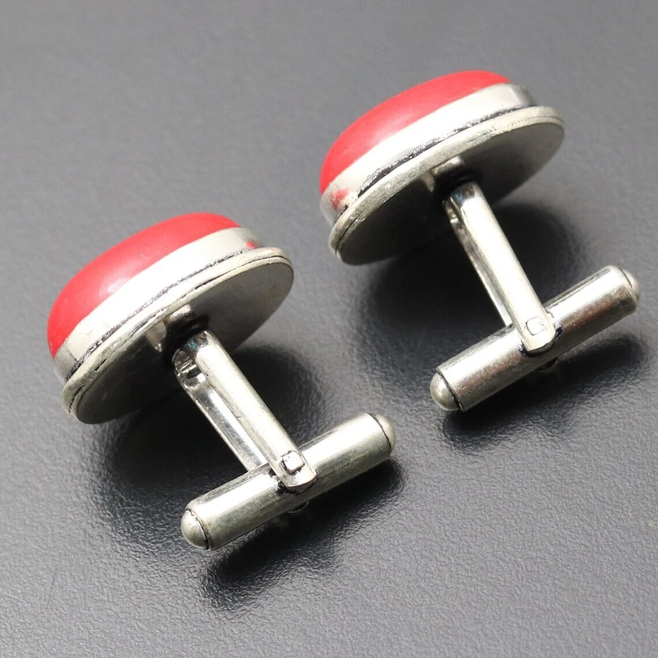 Запонки из стерлингового серебра 925 пробы с красным кораллом ювелирные изделия ручной работы подаренные для мужчины - Изображение 3 из 4