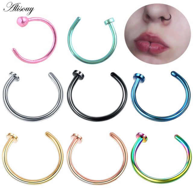 Surgical Steel Open Nose Ring Hoop Lip Ring Small Thin Piercing 7 ...