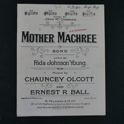 Liederblatt MOTHER MACHREE Olcott / Ball, F High Key, #171022
