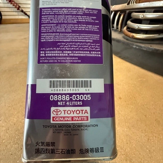 1 LÍQUIDO DE TRANSMISIÓN TOYOTA ORIGINAL OEM CVT FE 4 LITROS (4,22 CUARTOS) 0888603005 Foto 3 de 3