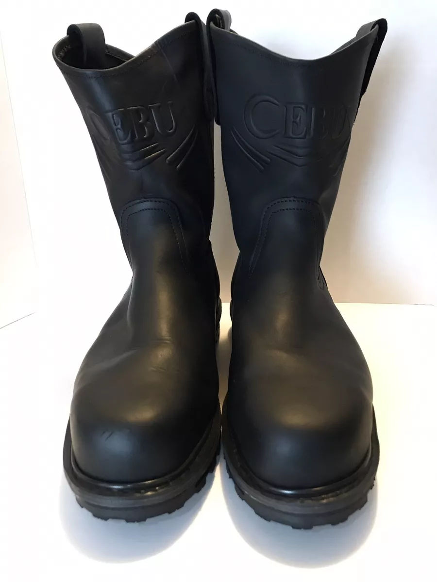 CEBU Work Boots Steel Toe BLACK Mens Sz 12 Comfort Soles Acid