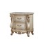 antique white wood nightstand with marble top