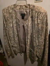 Molly & Max  Womens Snake Print Open  Jacket XL Beige Brown Long Sleeve