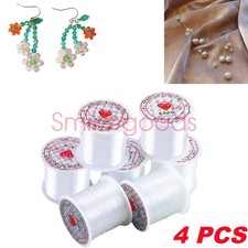 4 Rolls Elastic Stretch Beading String Cord Thread Round White Color Strong DIY