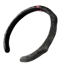Quick Install Sporty Leather Steering Wheel Cover with Suede Black Top Red Line